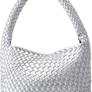 Woven Bag for Women, Small Vegan Leather Summer Beach Purse, and Travel Handbags